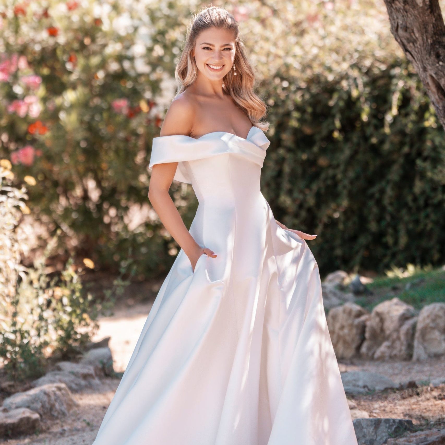 off the shoulder aline allure gown 